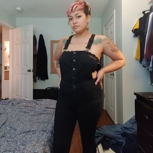 Skinny Black Overalls